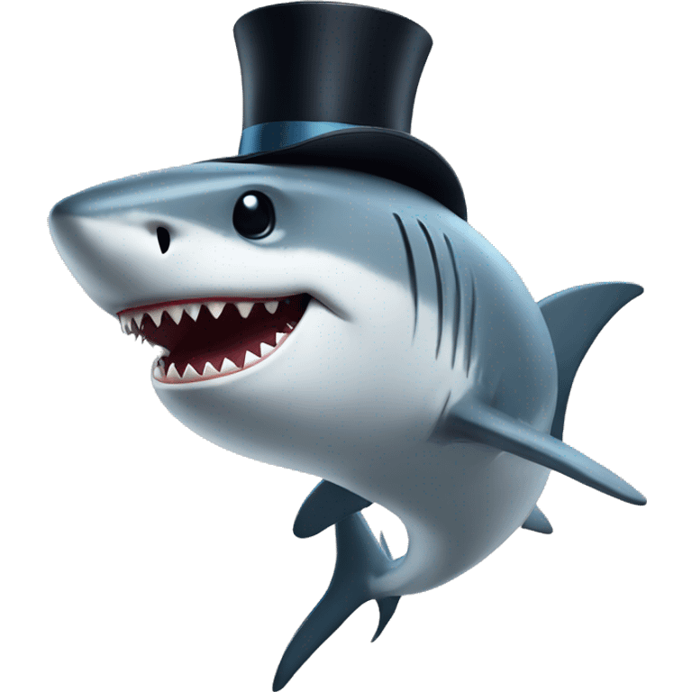 Shark with a top hat emoji