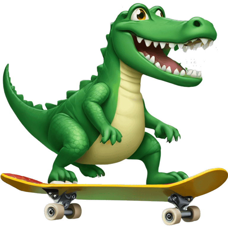 Alligator riding skateboard emoji