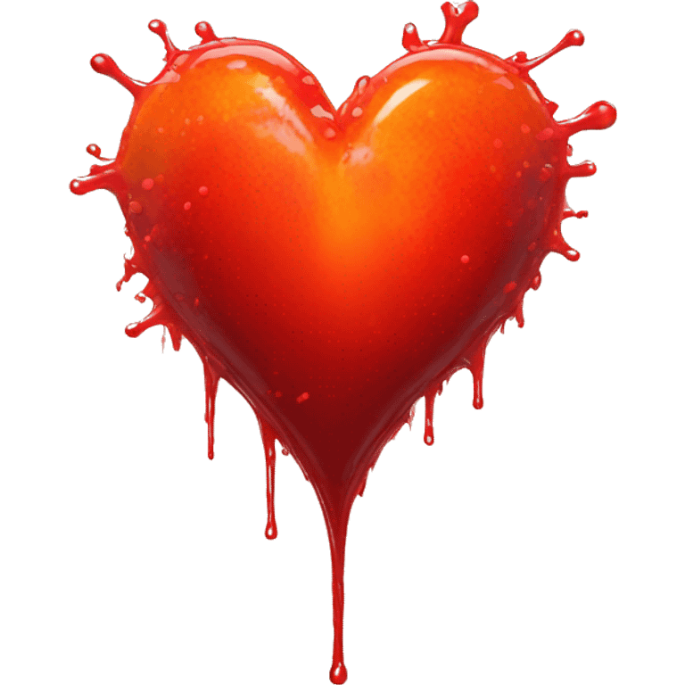 bleeding red heart glowing red-orange with splatter emoji