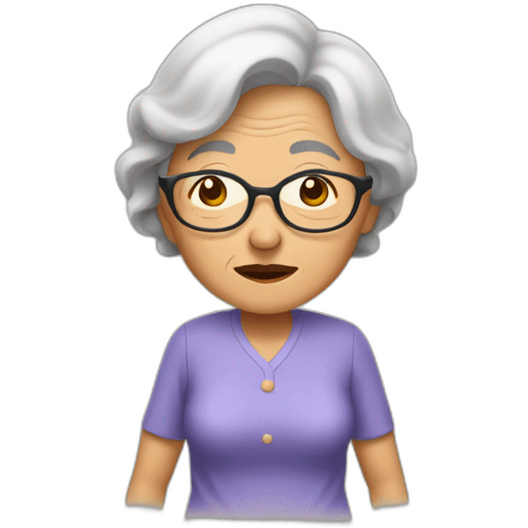 elderly asian woman shrugging shoulders emoji