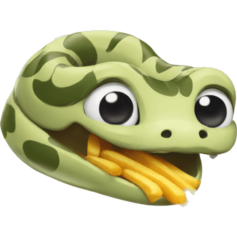 Snake eating french fries emoji