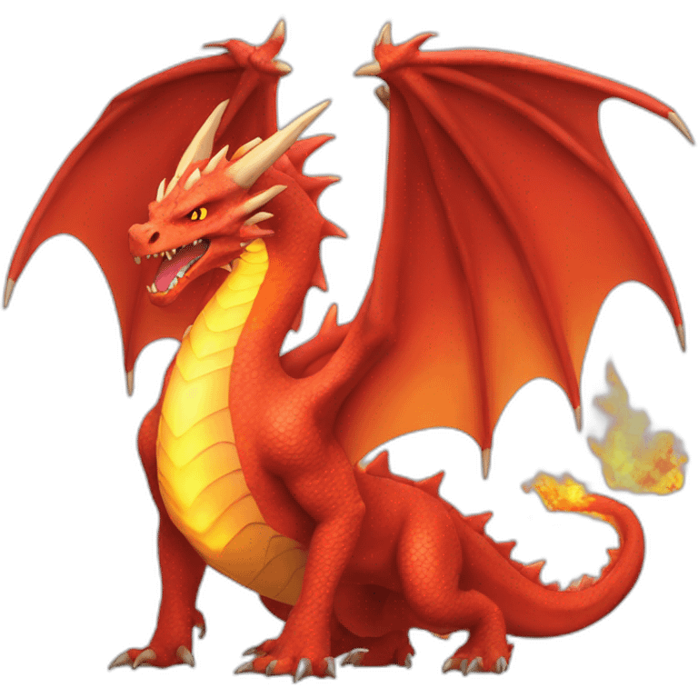 huge red Dragon Pokemon with fire emoji