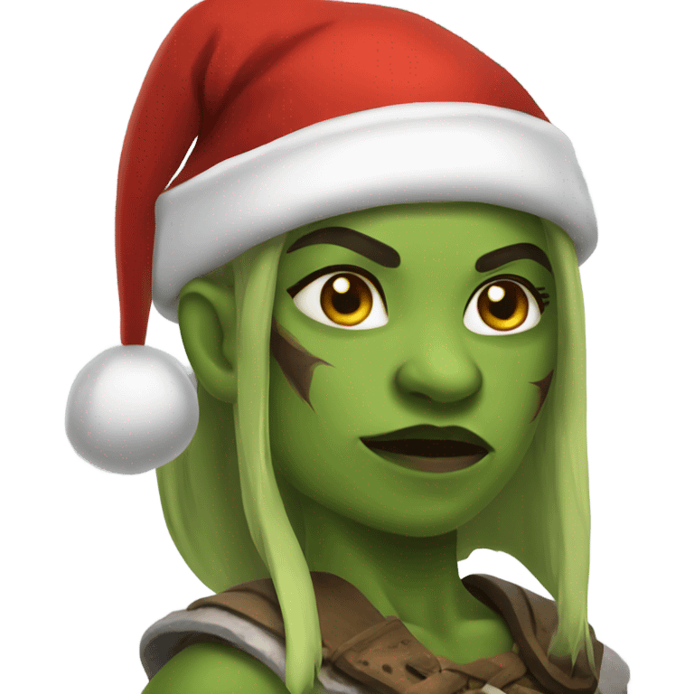 orc female warrior with santa hat emoji