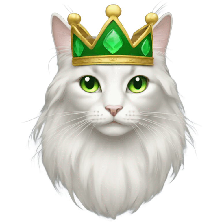 Long hair cat with green eyes and crown  emoji