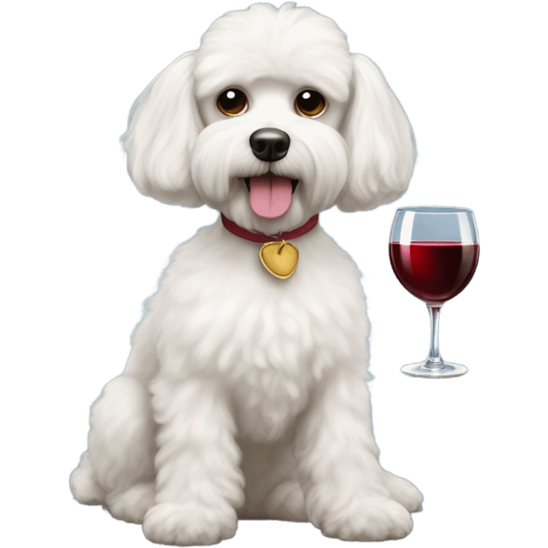 Maltese poodle drinking wine emoji