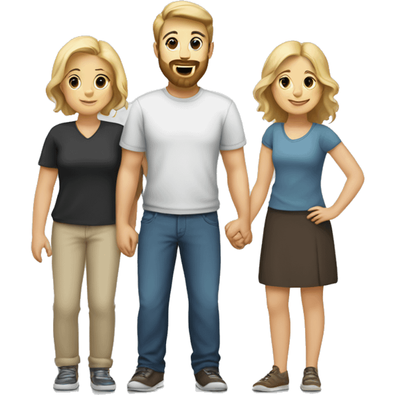 Family of 4. Husband with beard and short hair, wife with brown hair and brown eyes, teenage daughter with blonde hair, toddler boy with blonde hair emoji