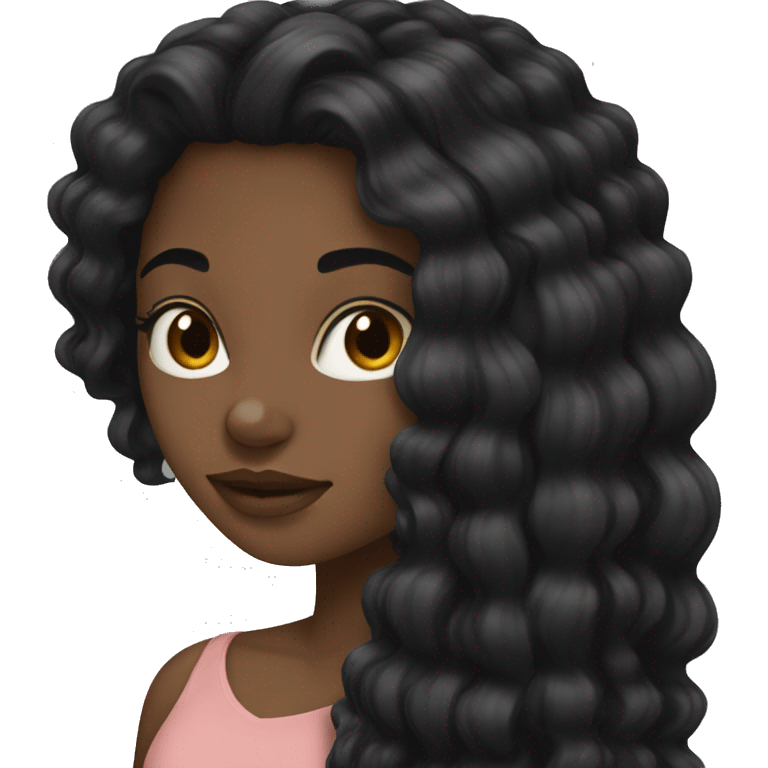 Black girl long black hair emoji