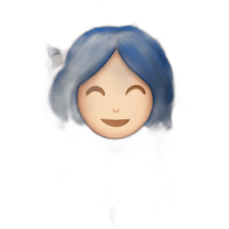 Dark Blue Hair White French Girl with Red bugs suit emoji