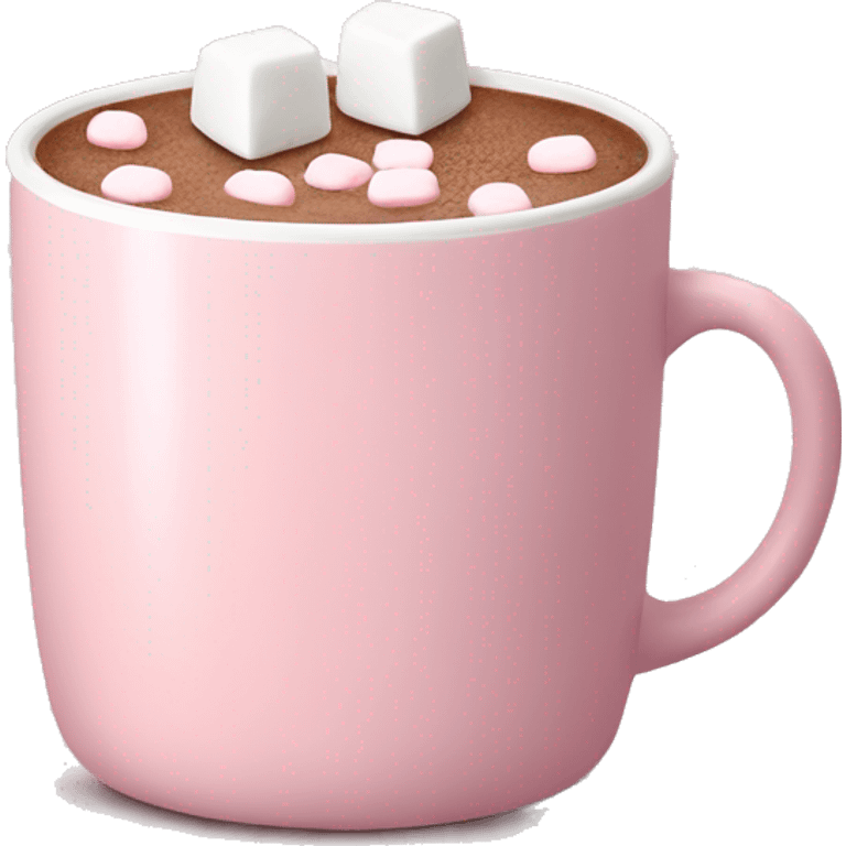 Light Pink mug of hot chocolate with marshmallows  emoji