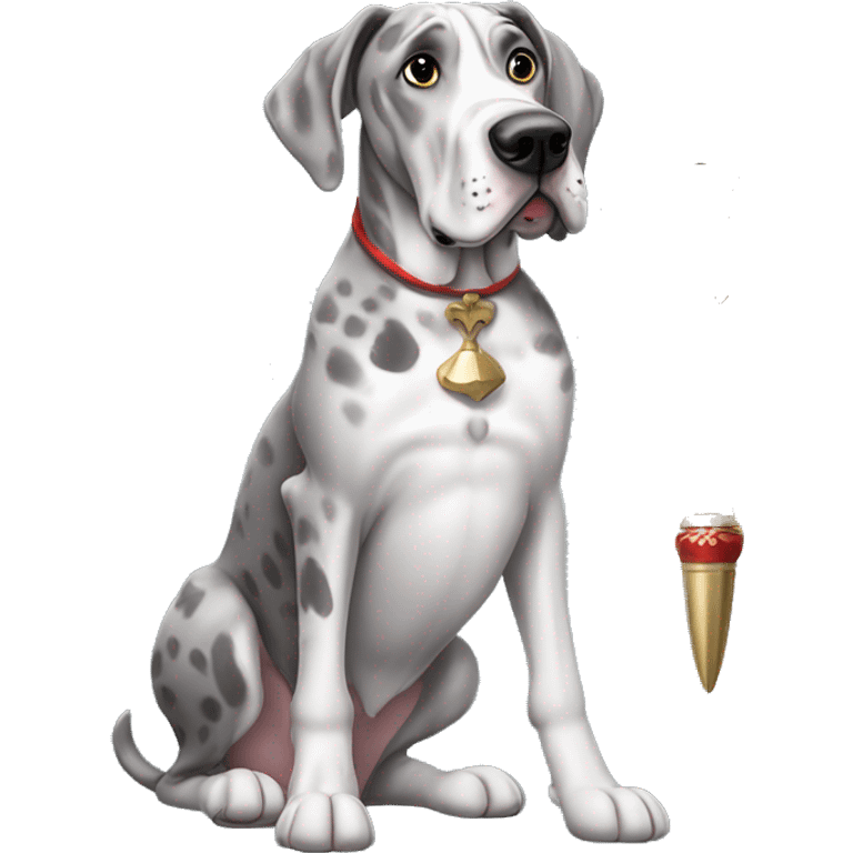 Merle grey Great Dane with a nutcracker  emoji