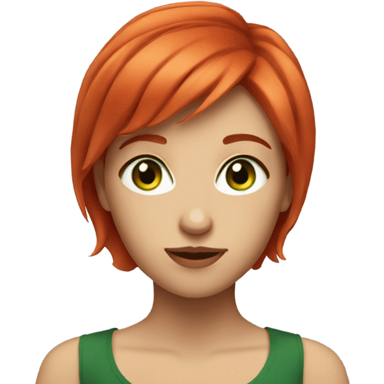 full face red short hair girl green eyes emoji