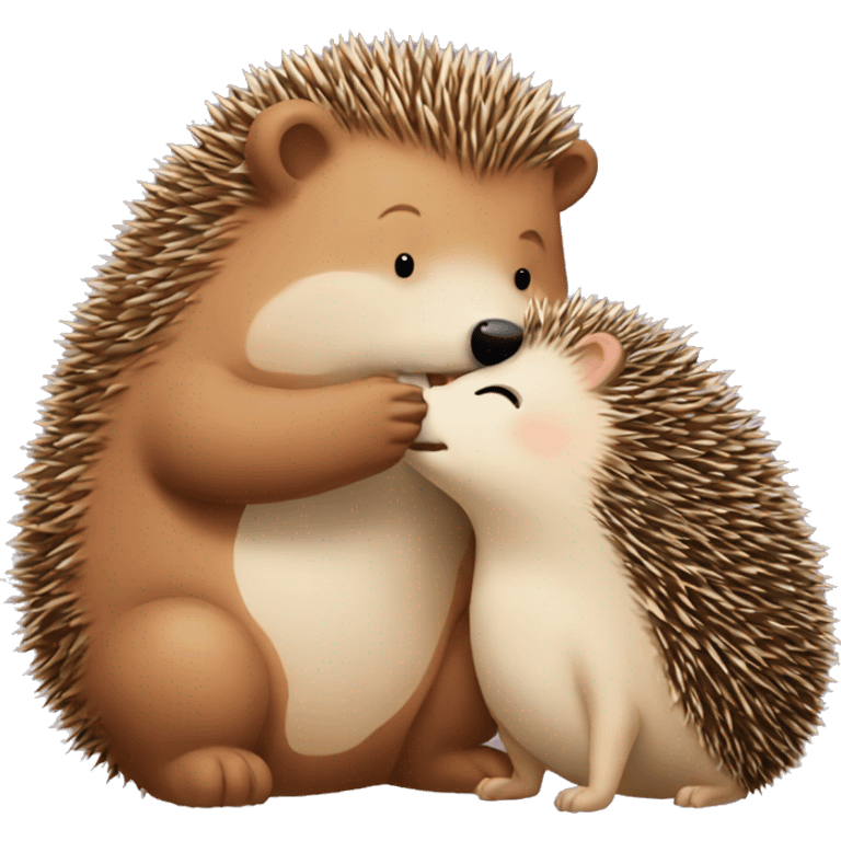 Hedgehog kissing bear emoji