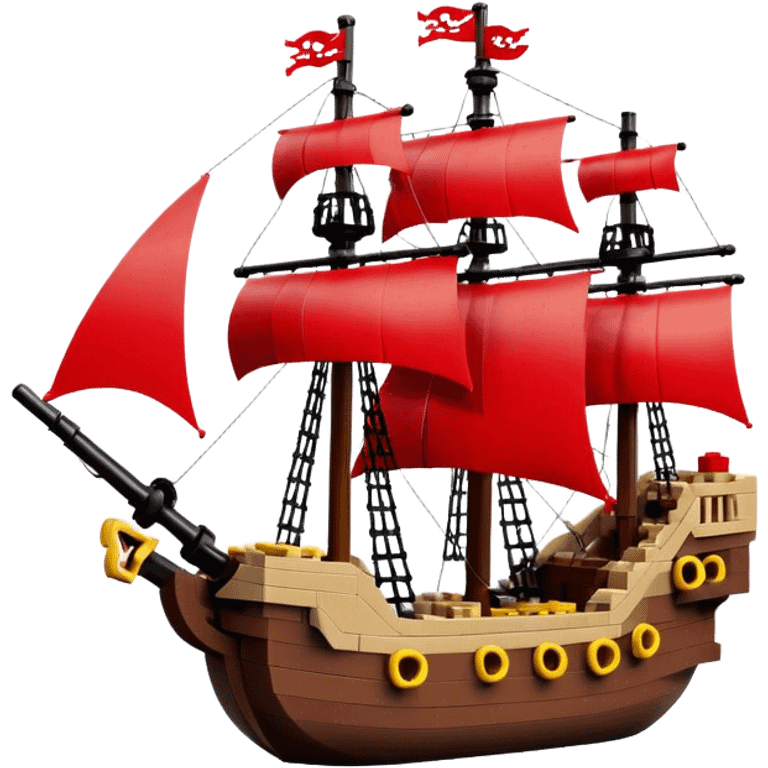 Pirate Ship (Toy) - Lego Pirate Ship (Model Year: 2021) (Iconic colour: Brown with red sails) emoji