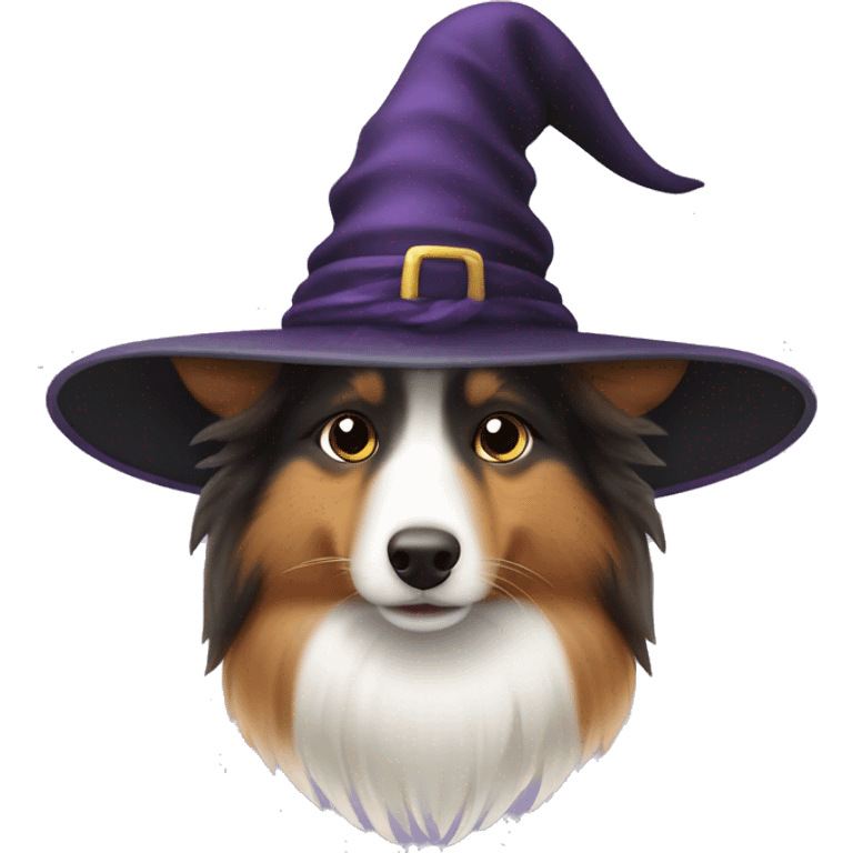 Shetland sheepdog witch hat emoji