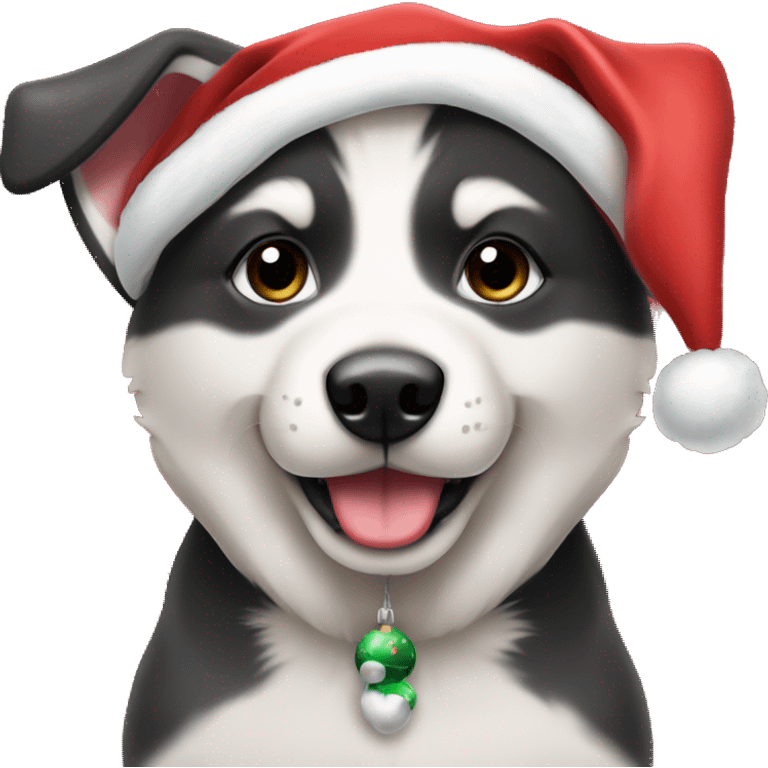 Huskita puppy with Santa hat emoji