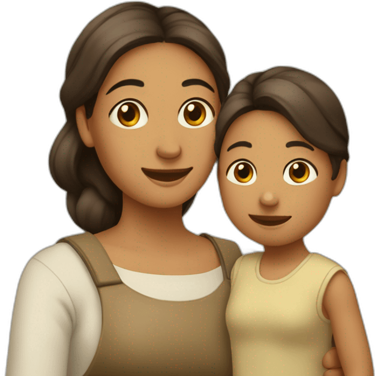 Mamá e hija castañas abrazadas emoji