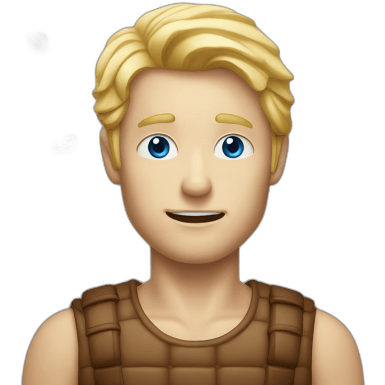 Blond man blue eyes eating hazelnuts emoji