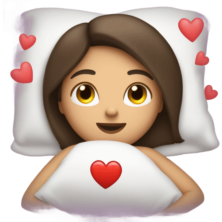 brunette laying in bed texting boyfriend with heart eyes emoji