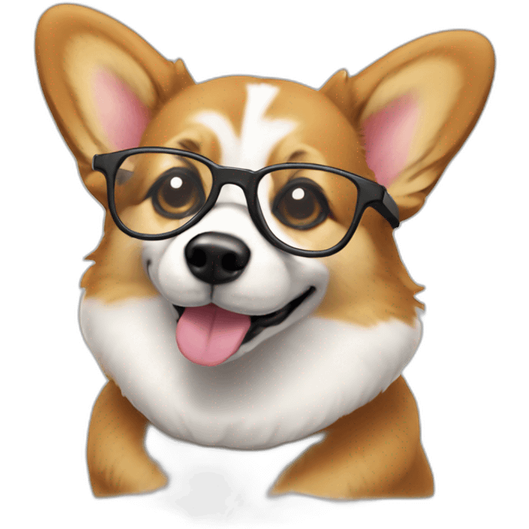 full-height sit Corgi with glasses emoji