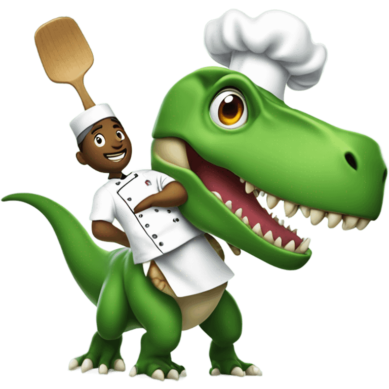 Chef riding T. rex emoji