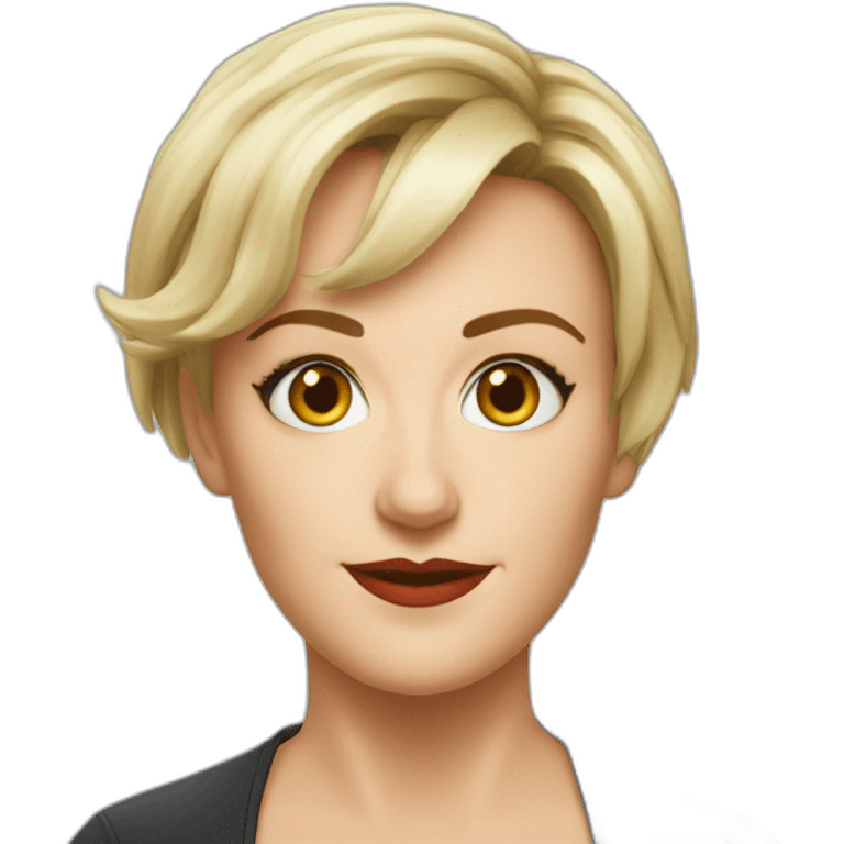 Sandra Huller german actress face head realistic short hair smirk emoji