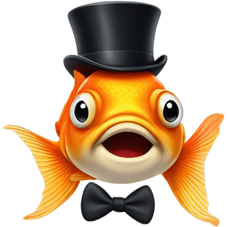 goldfish with a top hat wearing a mustache emoji