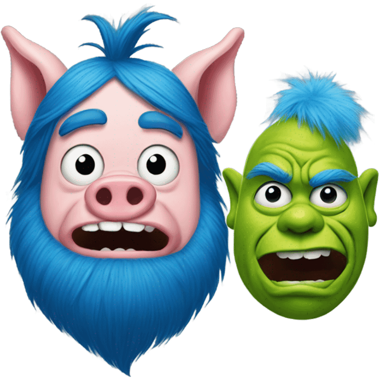 A pig man and a blue grinch  emoji