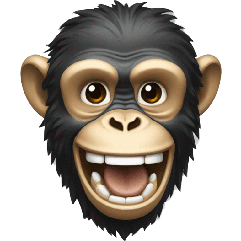 Laughing pointing pixelated chimp emoji