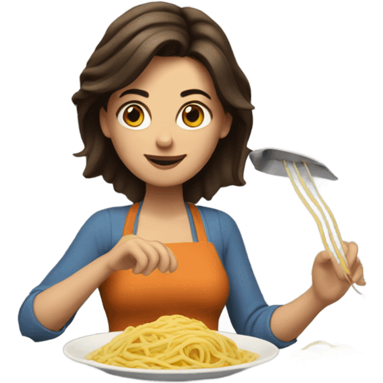 Brunette woman making spaghetti  emoji