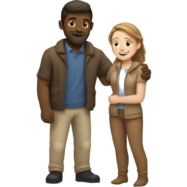  White woman with brown hair hugs Indian man with light brown skin at the airport  emoji