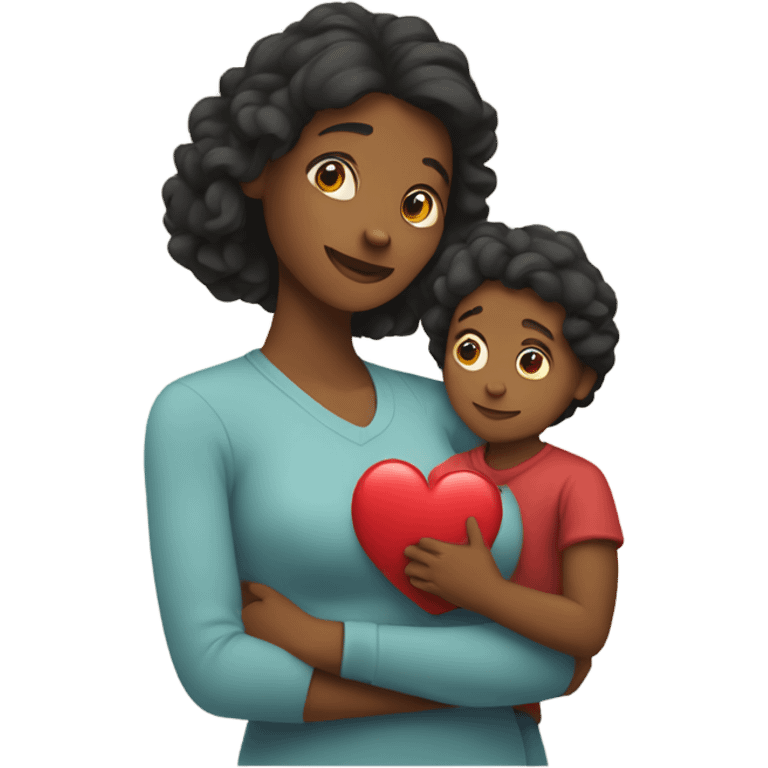 Mother holds her heart in her arm emoji