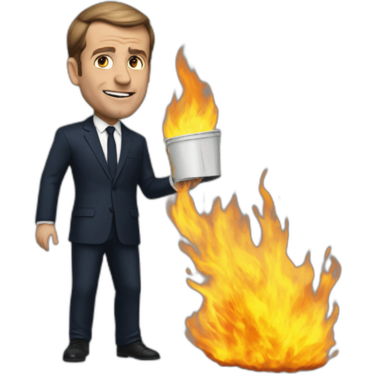 Macron burning trash emoji