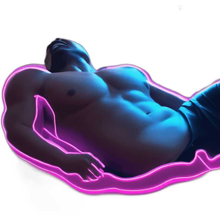 Juicy booty neon sign style man emoji