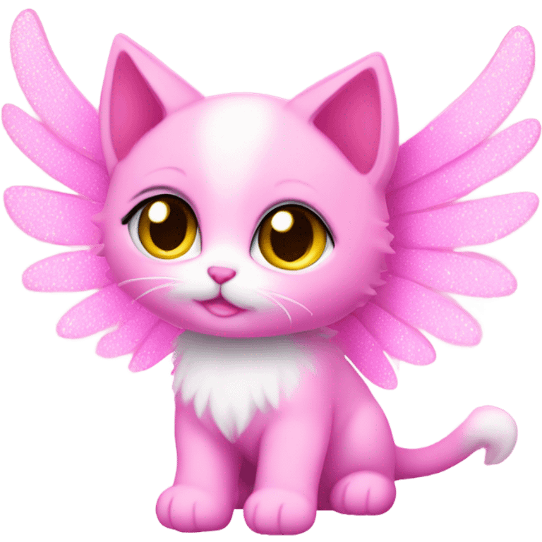 Pink ombre sparkly kitten with angel wings  emoji