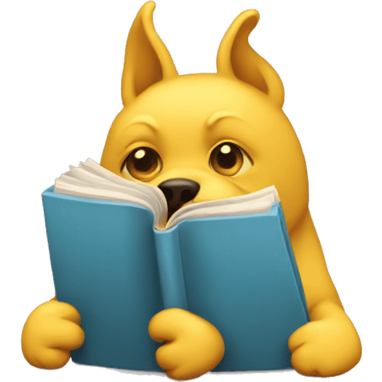 Yellow face with shy dog ears holding a book  emoji