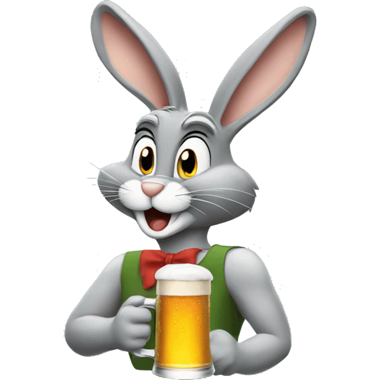 Bugs Bunny drinking a beer emoji