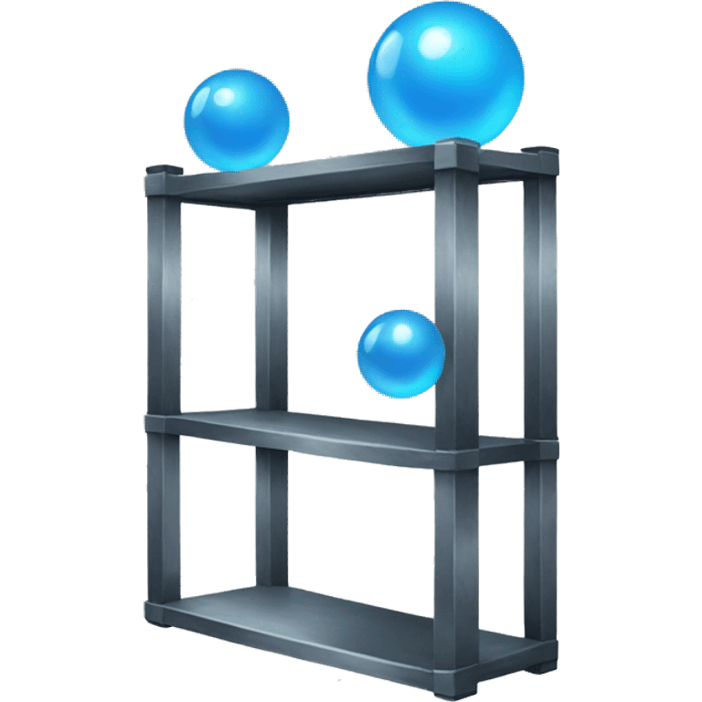 tall metal shelves with blue orb prophecies emoji