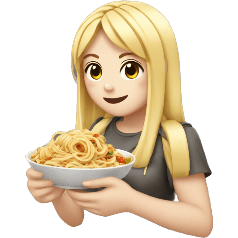 Anime girl eating pasta emoji