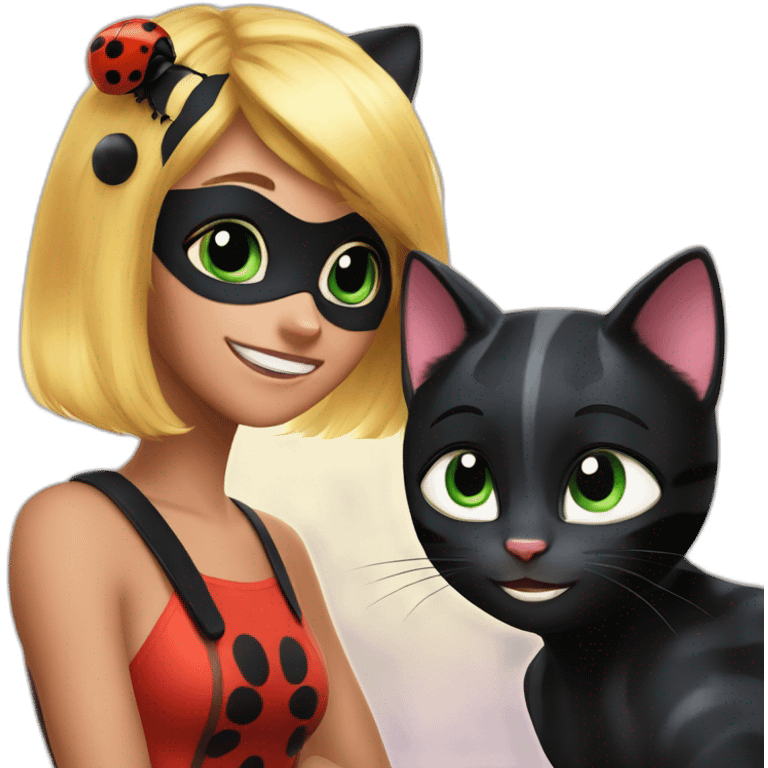 ladybug and catnoir from miraculous ladybug emoji