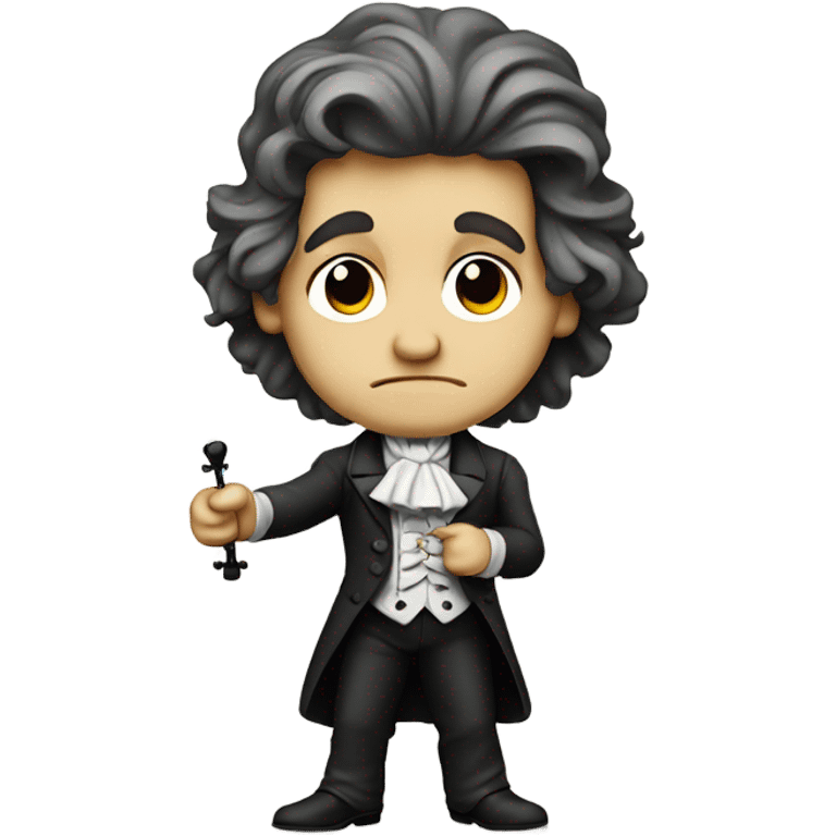 Chibi Beethoven standing stern face banjo emoji