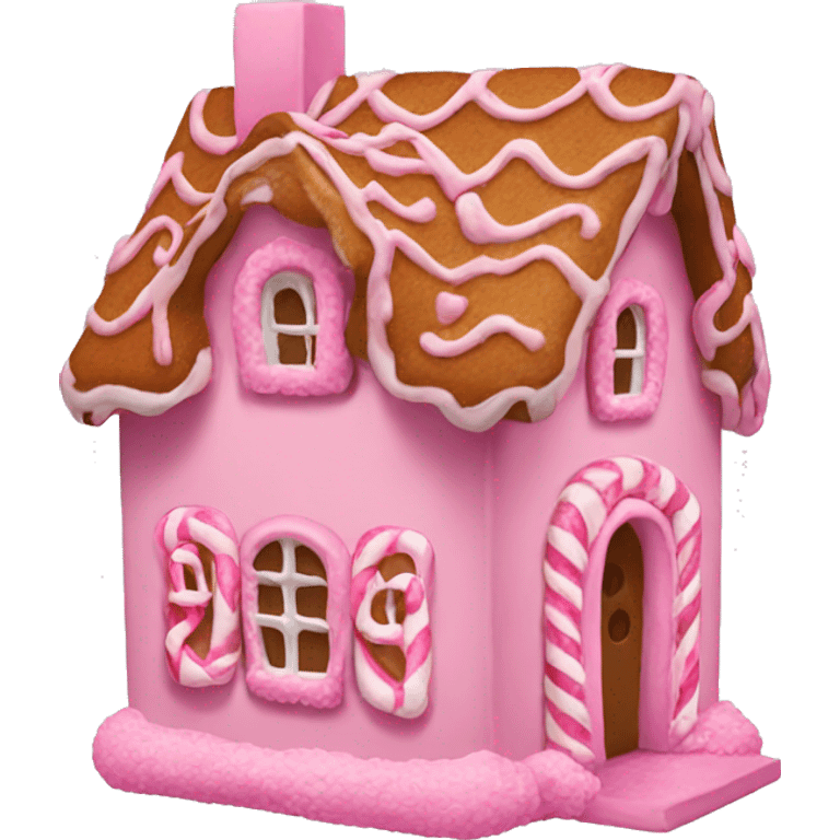 A pink gingerbread house emoji