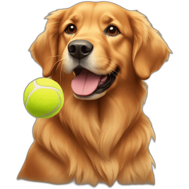 Red Golden retriever with a tennis ball emoji