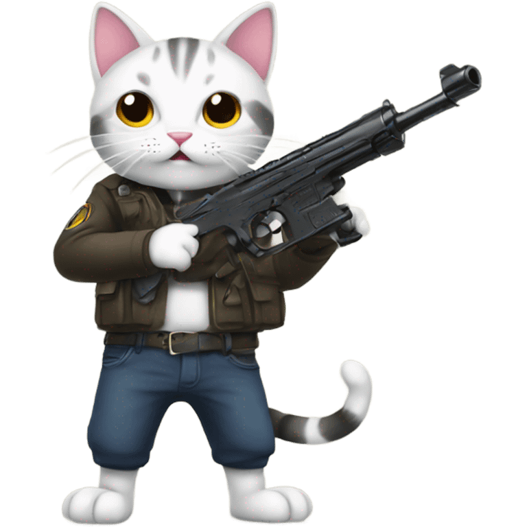 Cat with gun anime emoji