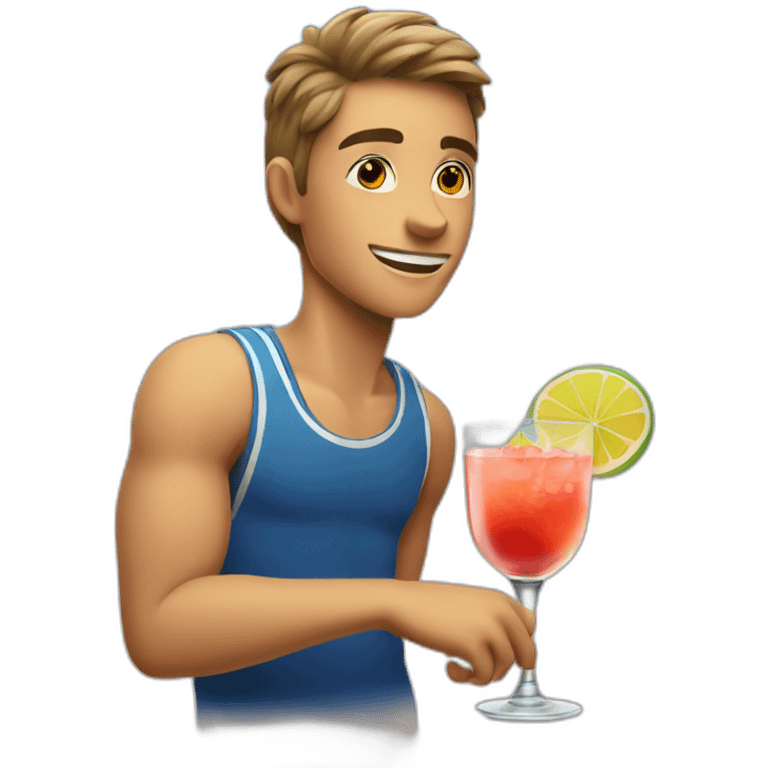 sporty boy drinks cocktail emoji