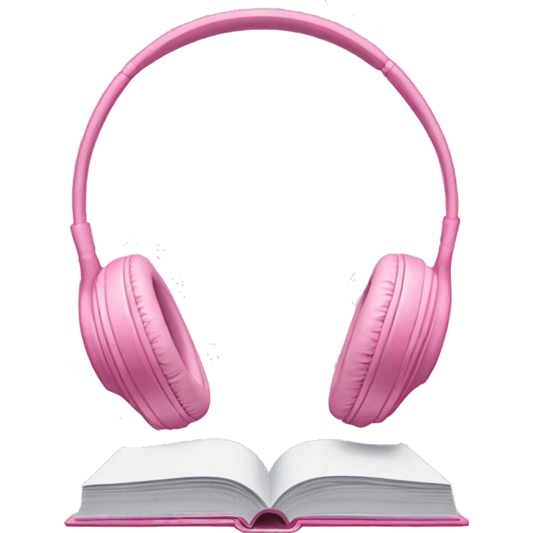 Pink headphones laying flat on a light pink CLOSED book emoji