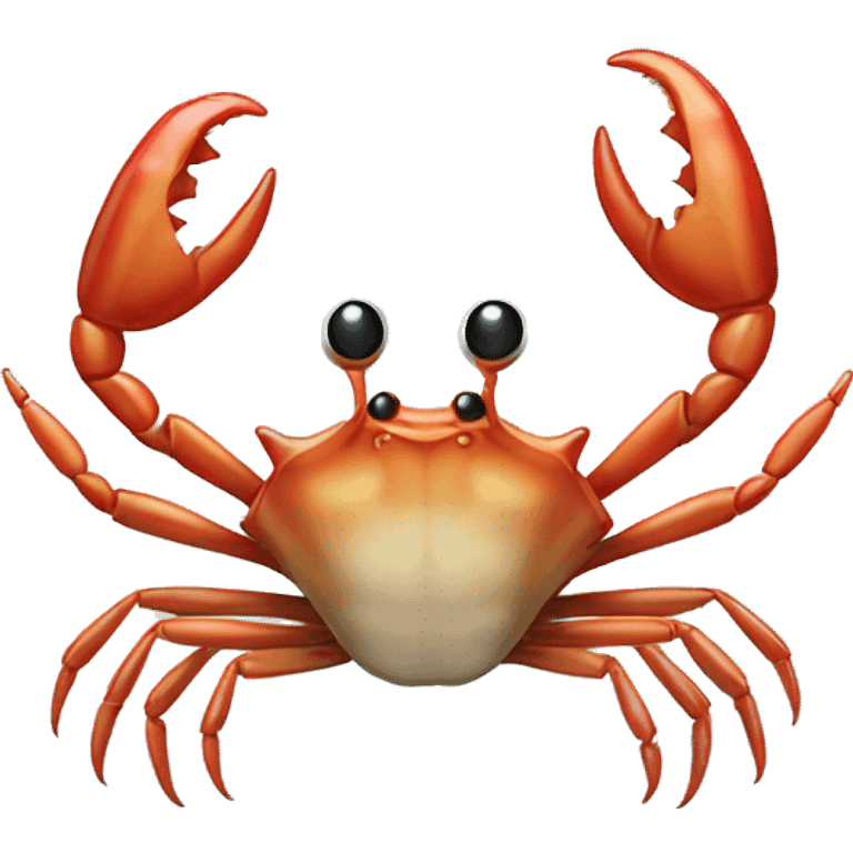 a small crab with its arms up holding an anchovy in its claws emoji