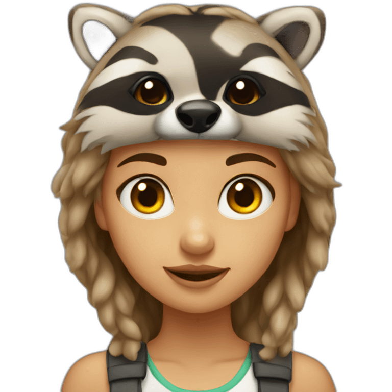 girl mixed with a racoon animal emoji