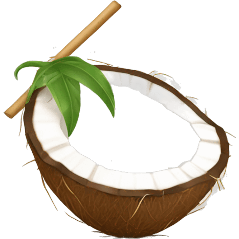 Coconut with straw for coconut water emoji