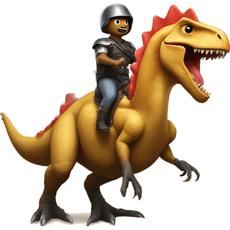 Chicken nugget riding dinosaur into battle emoji