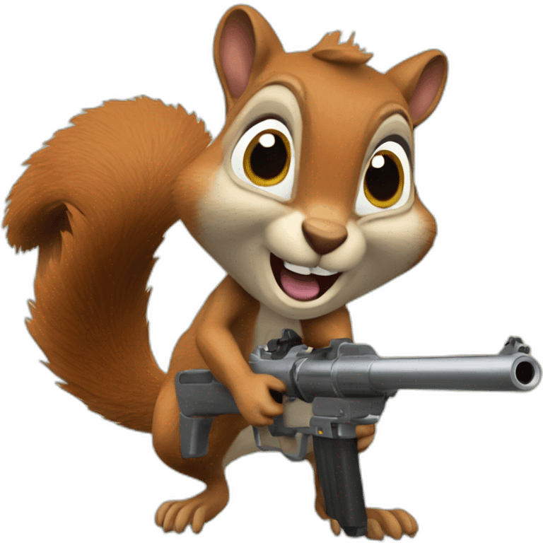 crazy squirrel with a nut-shooting gun emoji